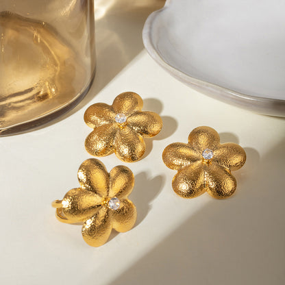 Flora Gold Petal Earrings | Stainless Steel Geometric Floral