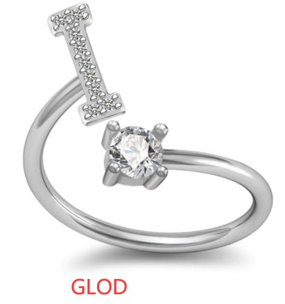 A-Z Initial Letter Ring for Women and Men | Adjustable Alloy
