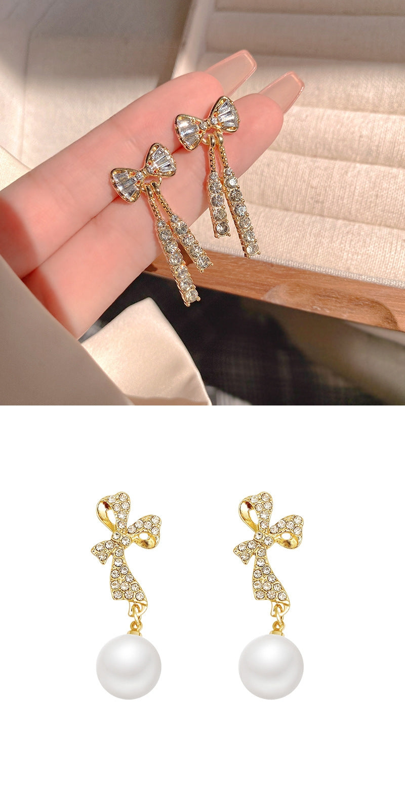 INS Butterfly Rhinestone Earrings | Alloy Gold Fashion Temperament