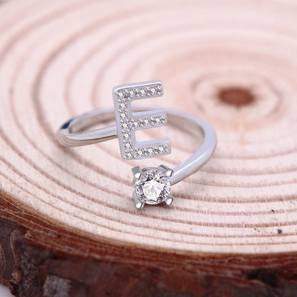 A-Z Initial Letter Ring for Women and Men | Adjustable Alloy