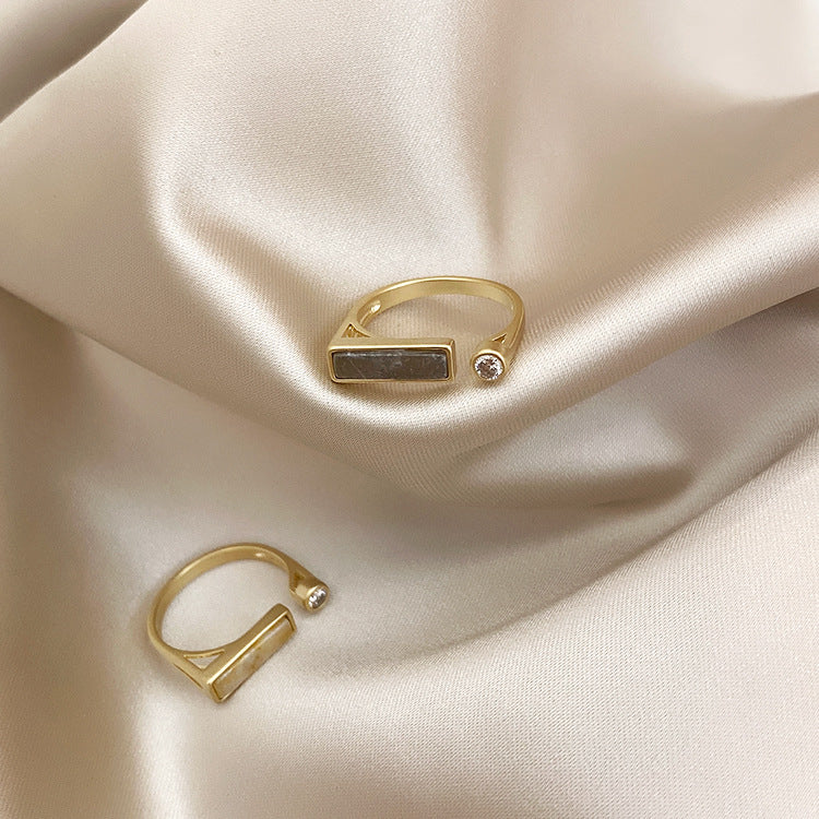 Marble Zircon Geometric Ring