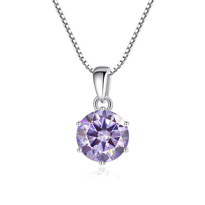 925 Silver Round Moissanite Pendant Necklace