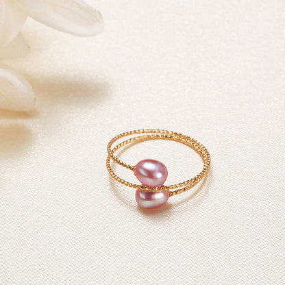 Freshwater Pearl Ring | Copper Alloy Women's Single and Double Circle