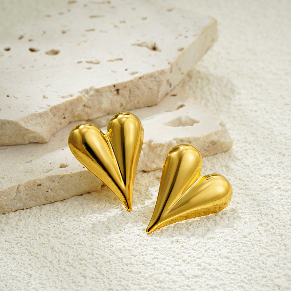 18K Gold Cross Stud Earrings | Stainless Steel Glossy Unisex