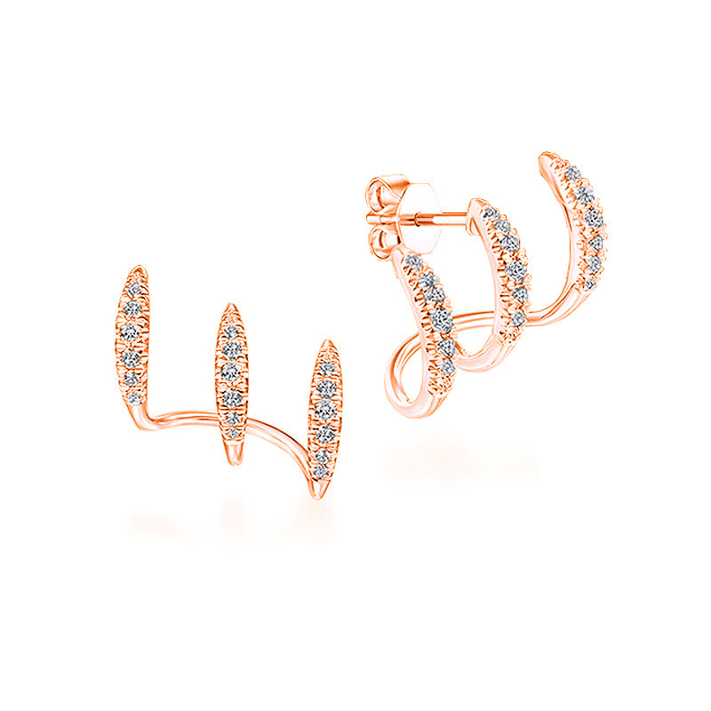 Cold Design Diamond Stud Earrings | Alloy Gold Silver Rose Gold