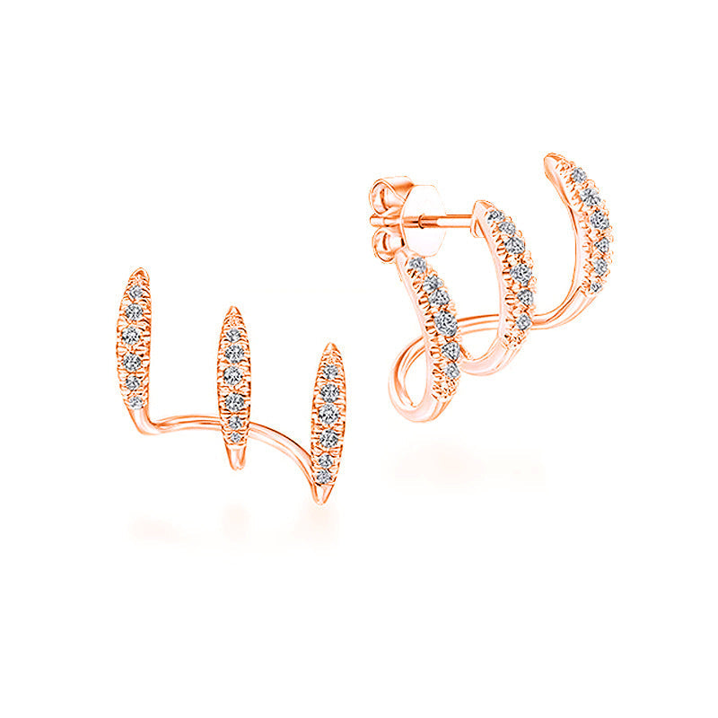 Cold Design Diamond Stud Earrings | Alloy Gold Silver Rose Gold