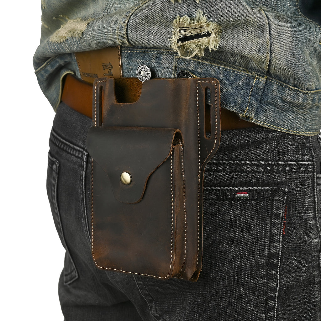 Retro PU Leather Belt Phone Case Bag for Men