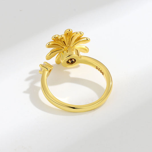 Purple Enamel Rotating Ring | Anti-Stress Copper Flower Design