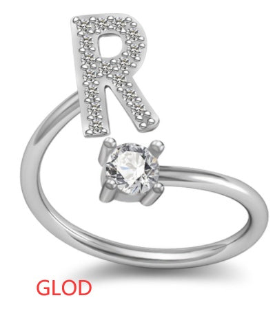 A-Z Initial Letter Ring for Women and Men | Adjustable Alloy