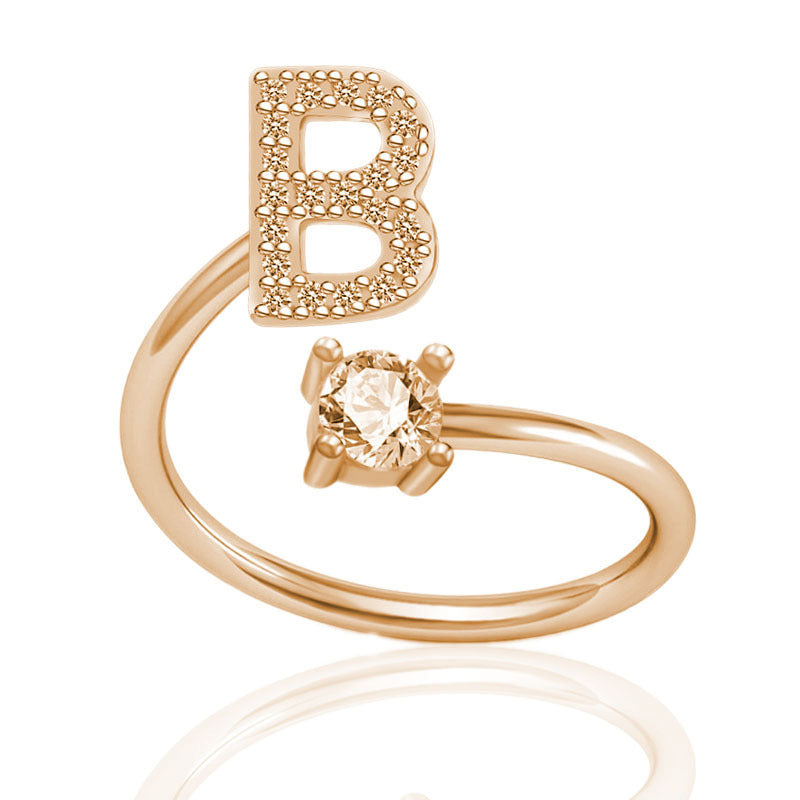 A-Z Initial Letter Ring for Women and Men | Adjustable Alloy