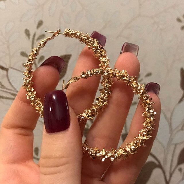 Gold Round Pearl Hoop Earrings | Zinc Alloy Retro Fashion Set