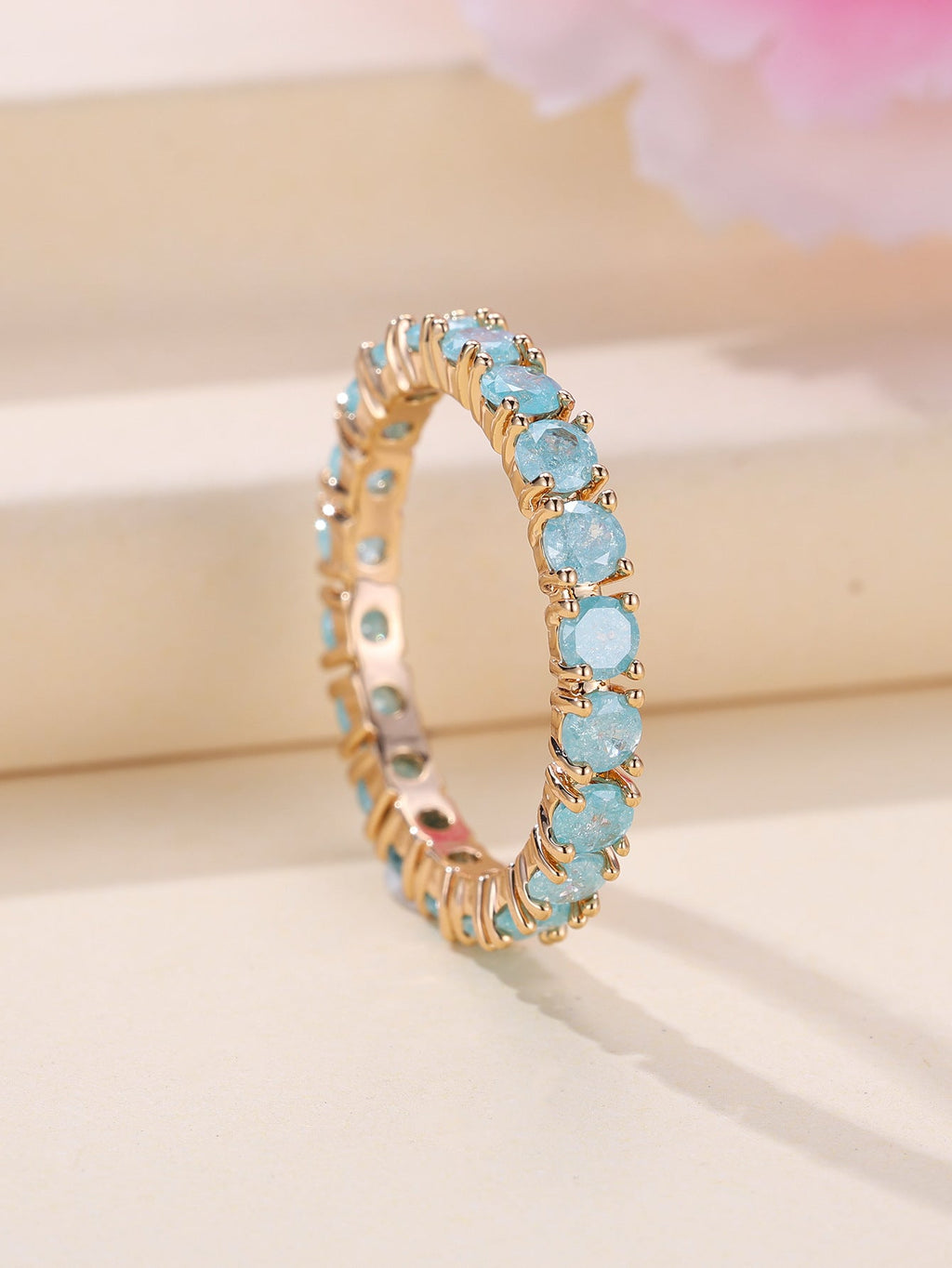 French Retro Ice Flower Full Zircon Ring | Champagne Gold Copper