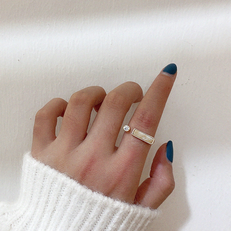 Marble Zircon Geometric Ring
