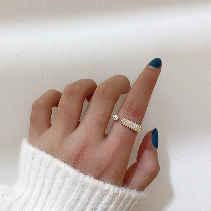 Marble Zircon Geometric Ring