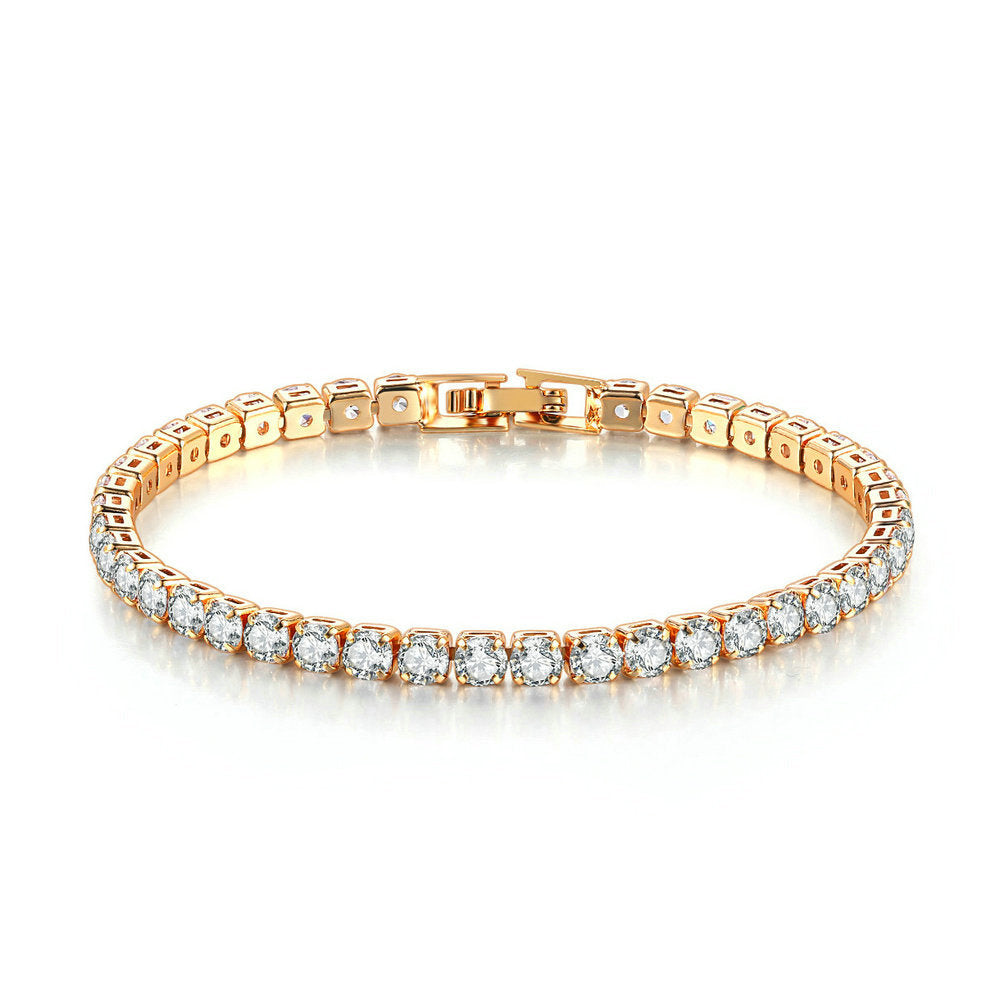 Full Diamond Tennis Bracelet in Gold | Single Row