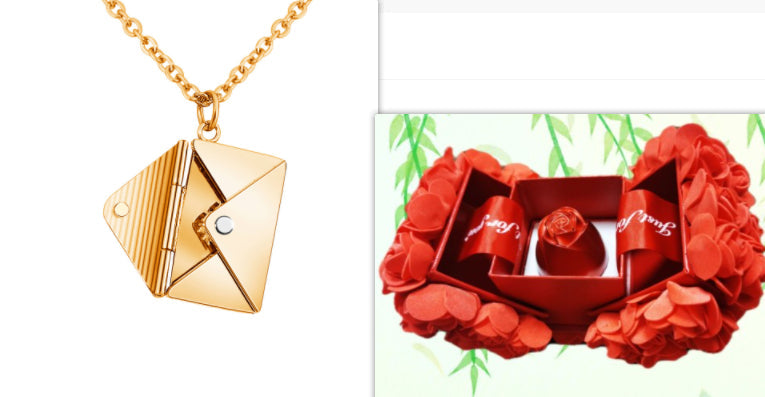 Envelope Love Letter Pendant Necklace for Women