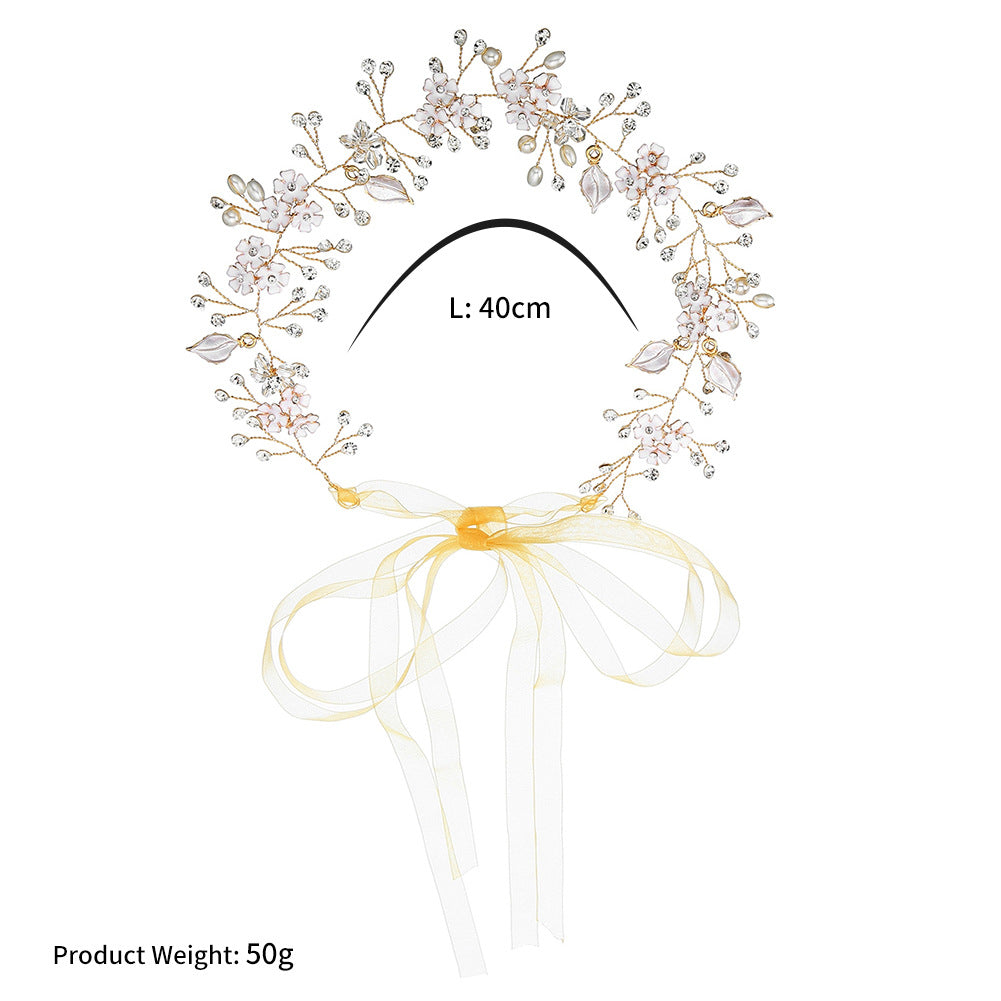 Pearl Flower Headband | Handmade Alloy European Gold Silver 40cm