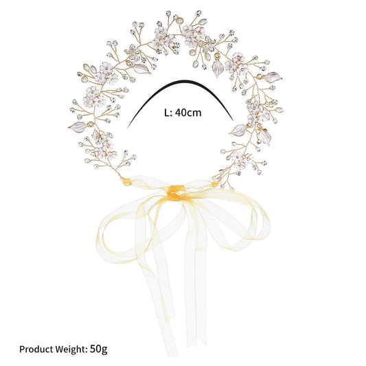 Pearl Flower Headband | Handmade Alloy European Gold Silver 40cm