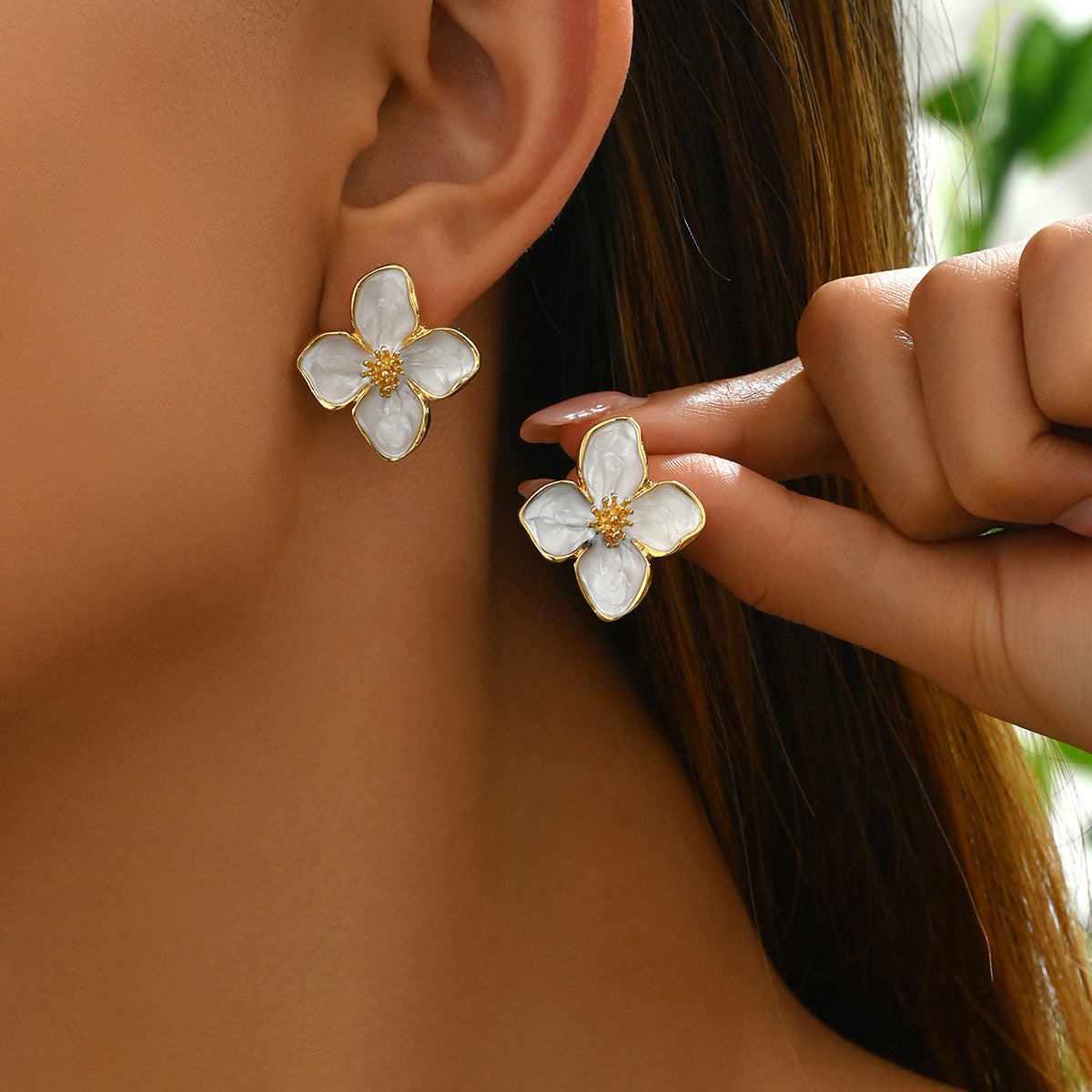 Flower Oil Design Earrings | Alloy Floral Geometric Multi-Colour