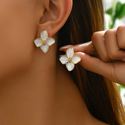 Flower Oil Design Earrings | Alloy Floral Geometric Multi-Colour