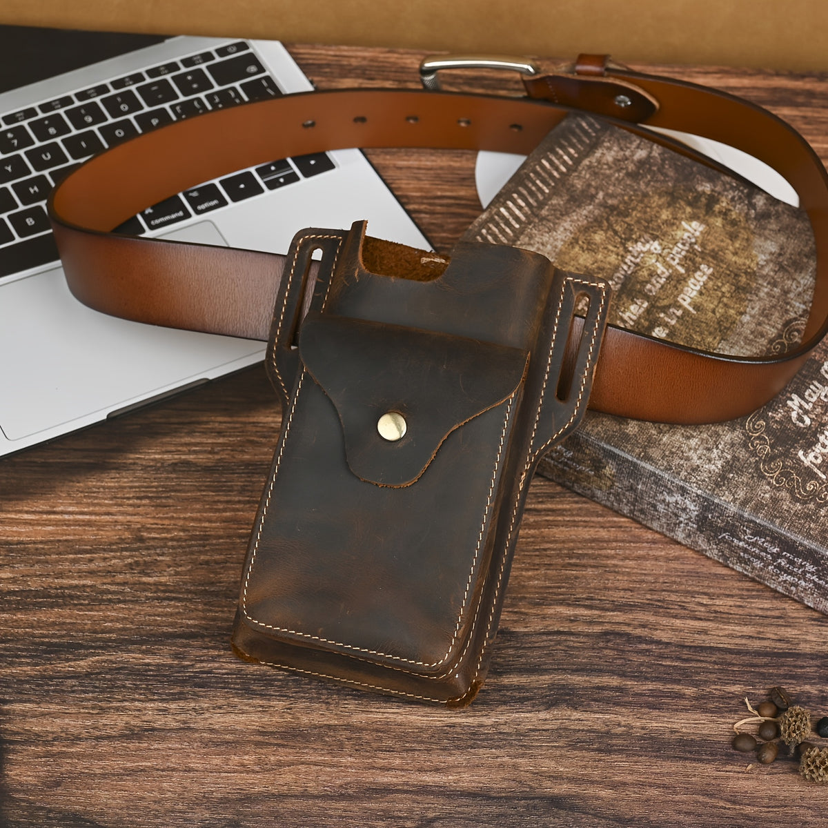 Retro PU Leather Belt Phone Case Bag for Men
