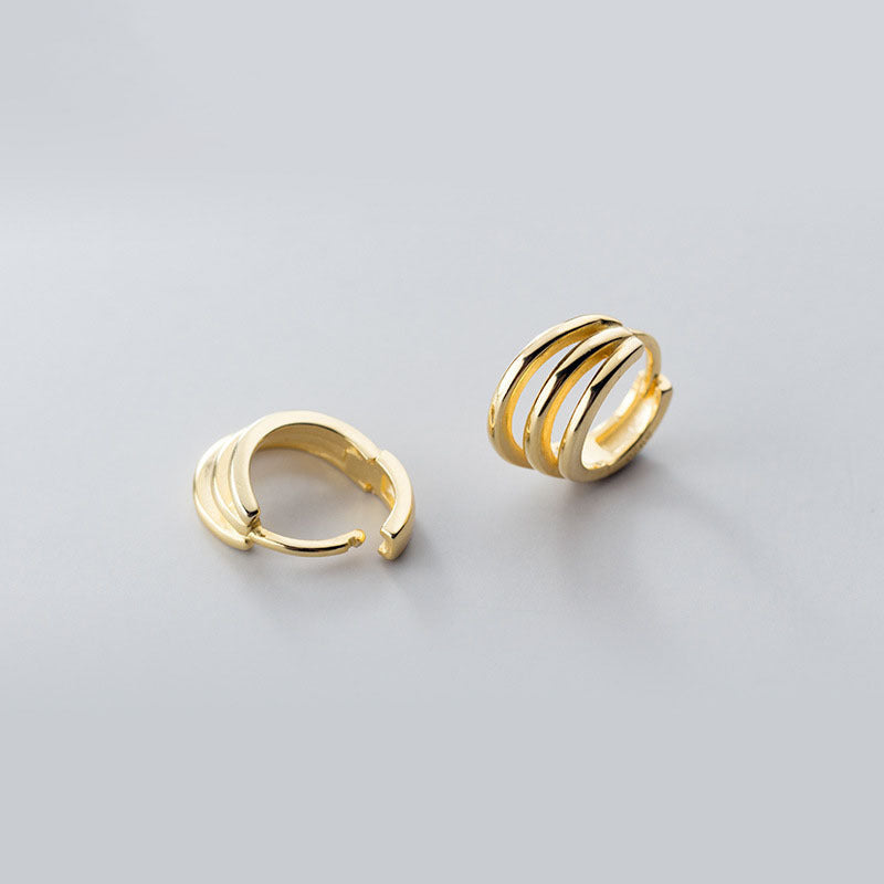 Korean Diamond Embedded Earrings | Copper Gold Silver Versatile