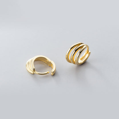 Korean Diamond Embedded Earrings | Copper Gold Silver Versatile