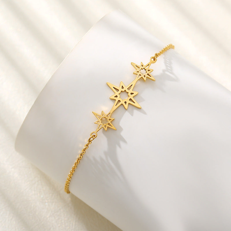 Star Pendant Chain Bracelet in Stainless Steel for Women