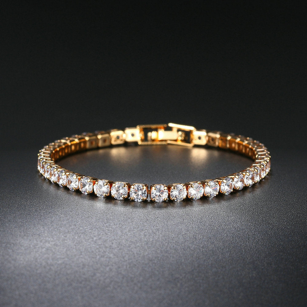 Full Diamond Tennis Bracelet in Gold | Single Row