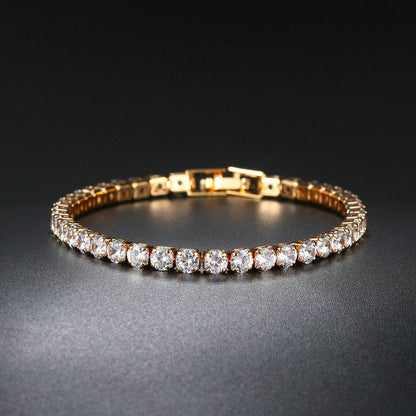 Full Diamond Tennis Bracelet in Gold | Single Row