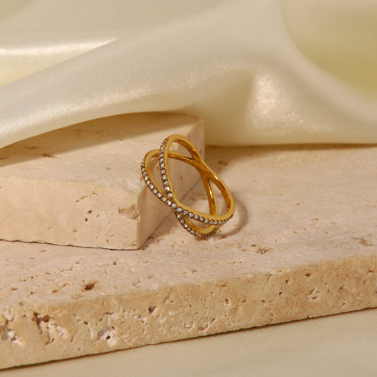 Nia Gold Cross Ring | Stainless Steel Women's INS Style