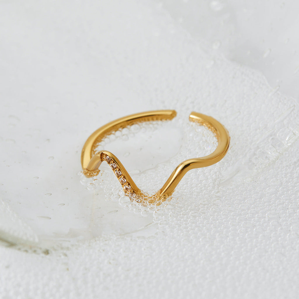 Stainless Steel Wave Ring for Women | Gold and Silver