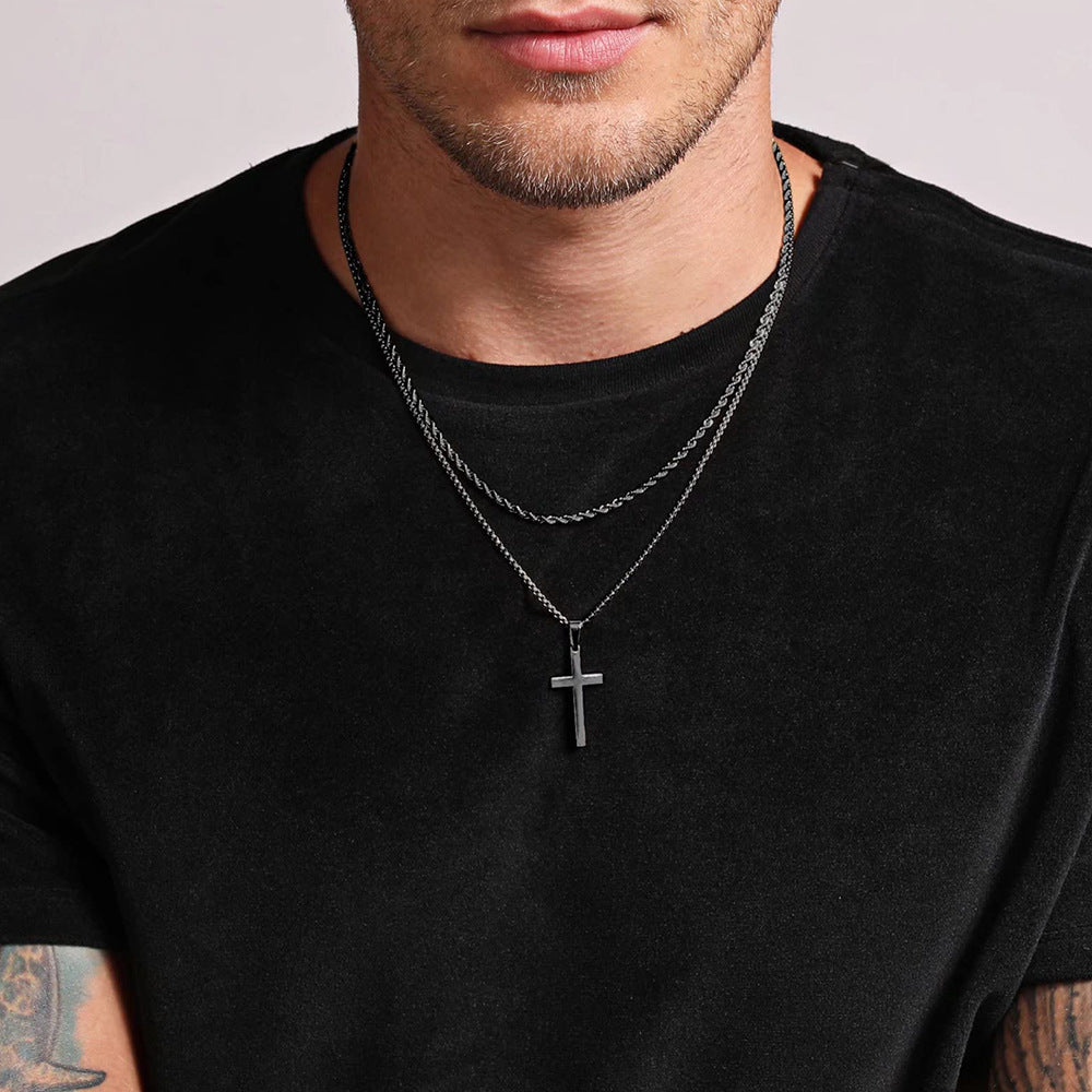 Cross Pendant Necklace in Titanium Steel