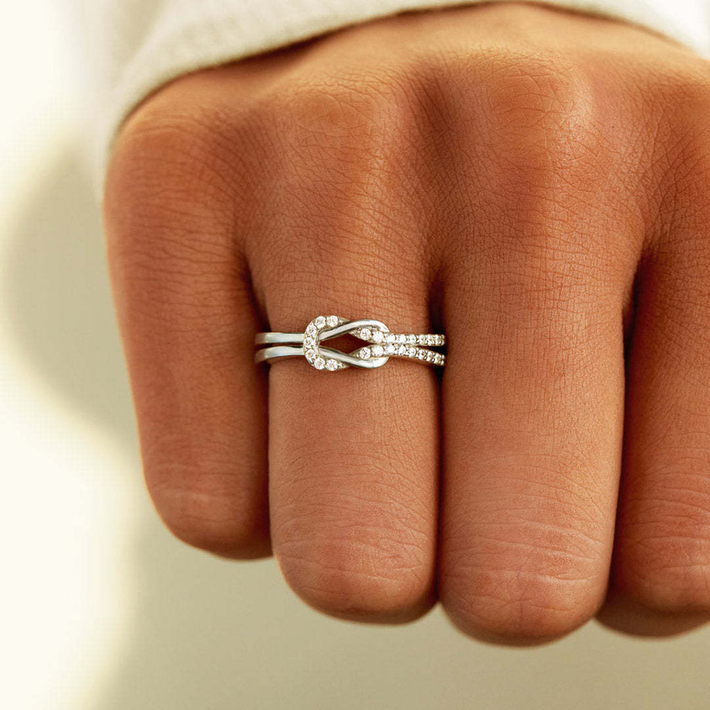 Sterling Silver Love and Friendship Ring | Zircon Inlaid Geometric