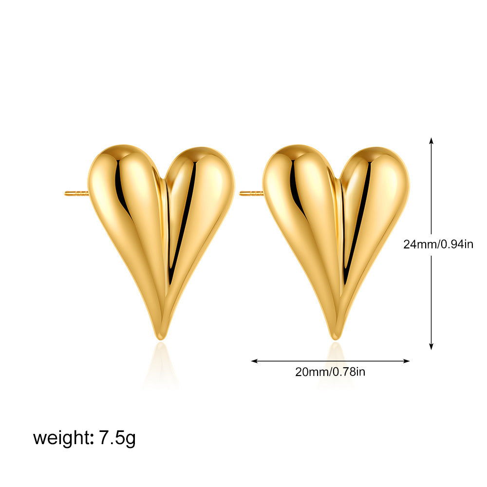 18K Gold Cross Stud Earrings | Stainless Steel Glossy Unisex