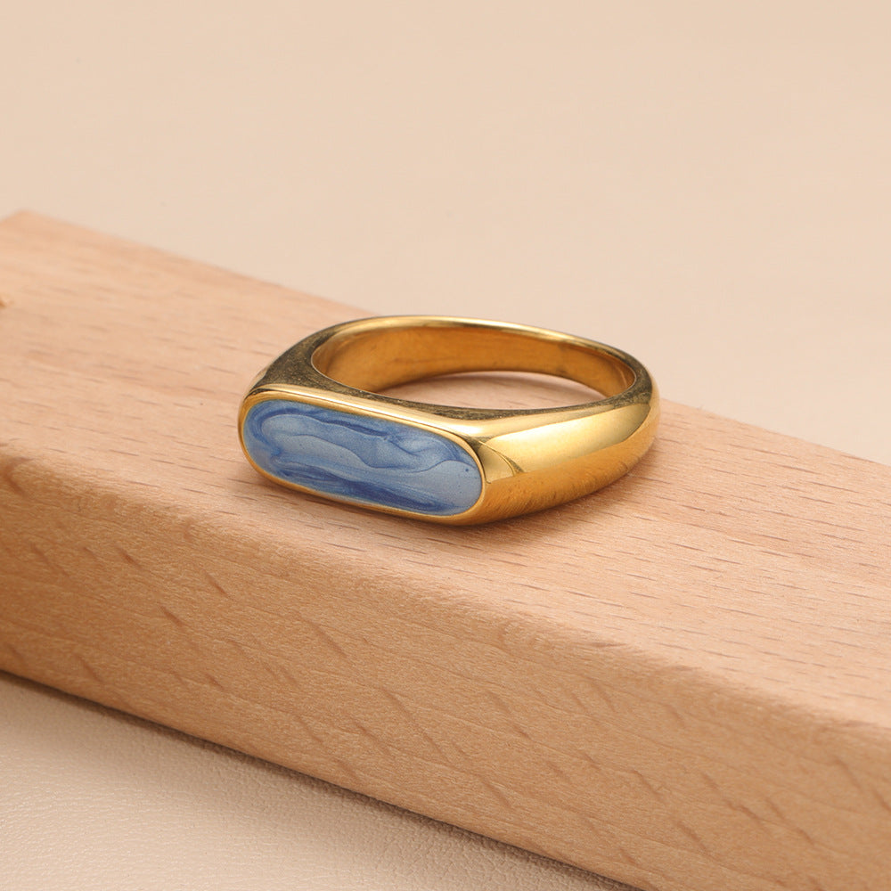 Oil Drip Geometric Titanium Ring | Gold Plated Non-Fading 5 Colours