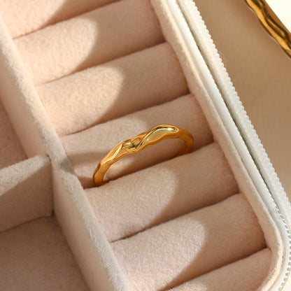 Stainless Steel Bamboo Open Ring | Gold INS Style Light Luxury