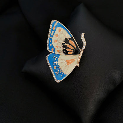 Vintage Butterfly Enamel Brooch | Alloy Drip Glaze Retro 3.5cm