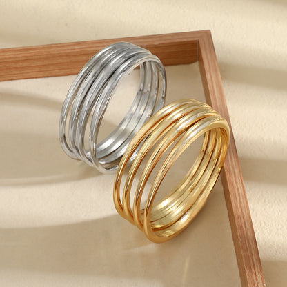 Vintage Wide Plain Bracelet in Gold and Silver