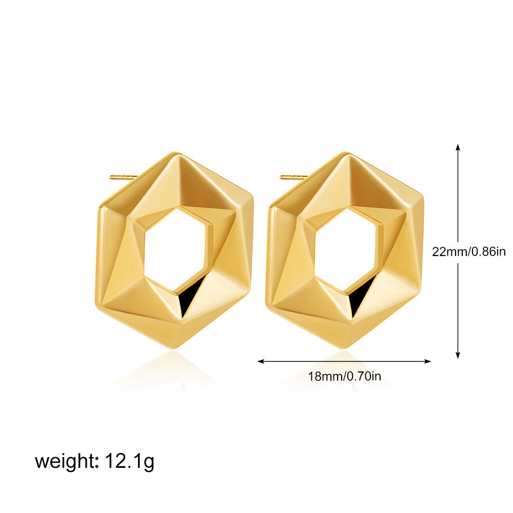 18K Gold Cross Stud Earrings | Stainless Steel Glossy Unisex