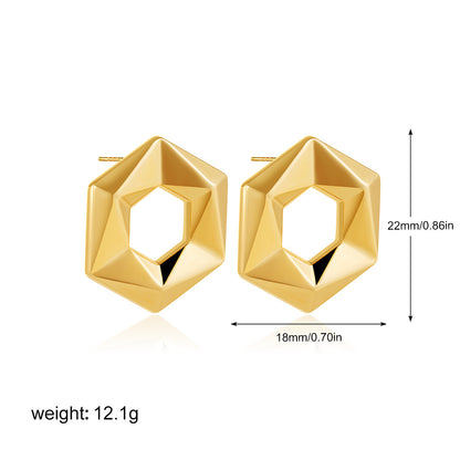 18K Gold Cross Stud Earrings | Stainless Steel Glossy Unisex