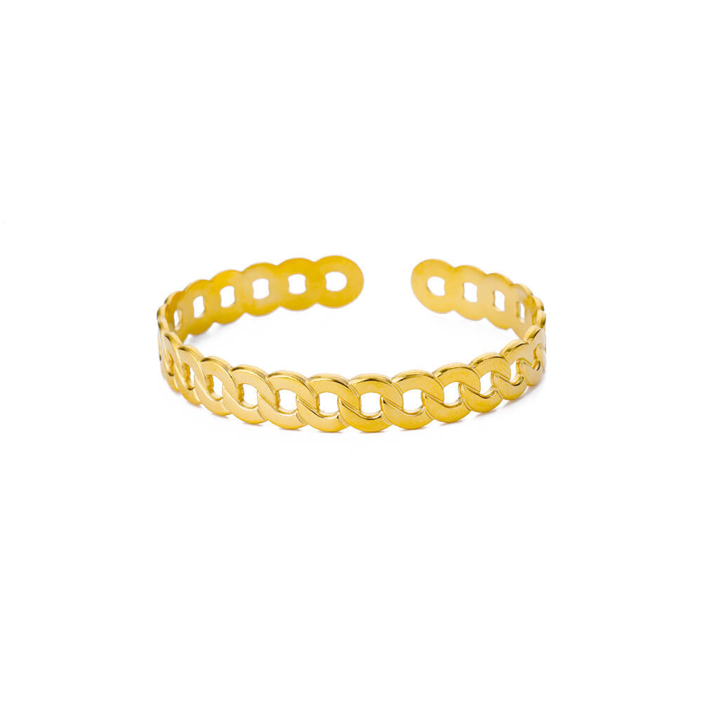 Pleated Pattern Open Bracelet for Women in Stainless Steel