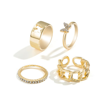 Butterfly 2-Piece Couple Ring Set | Punk INS Style Gold Silver