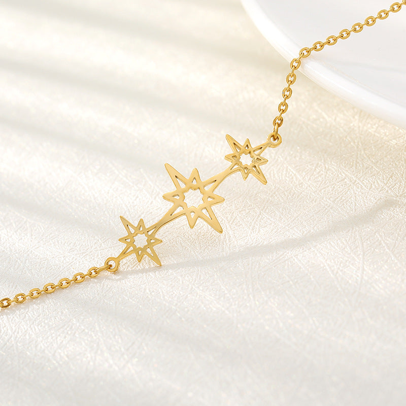 Star Pendant Chain Bracelet in Stainless Steel for Women