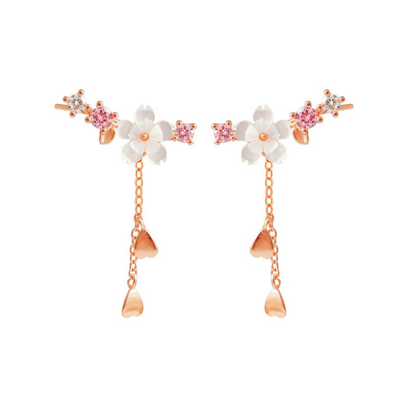 Flower Pendant Long Earrings | Copper Korean Platinum Plated