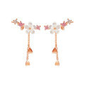 Flower Pendant Long Earrings | Copper Korean Platinum Plated