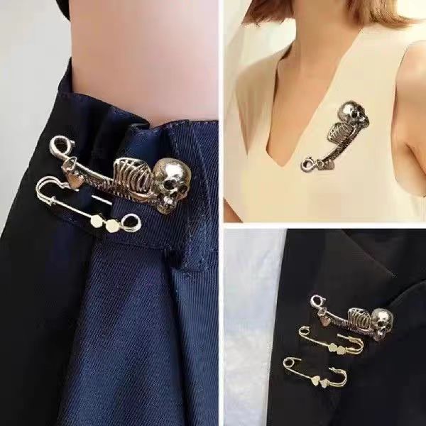 Halloween Vintage Skull Brooch | Zinc Alloy Gold Silver Unisex