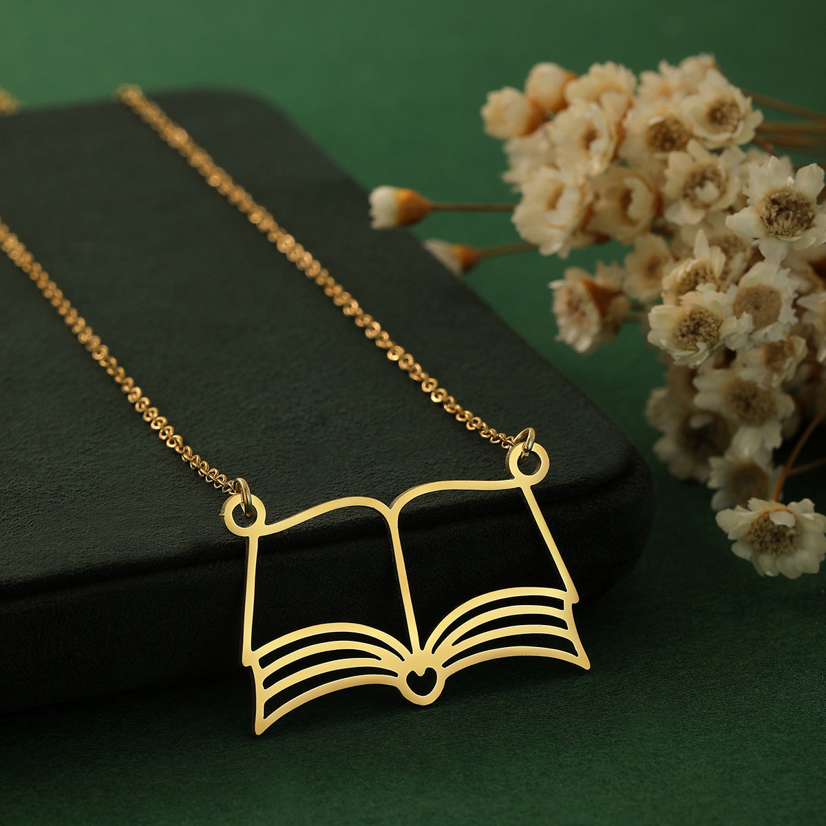 Open Book Pendant Necklace in Stainless Steel | Punk Design
