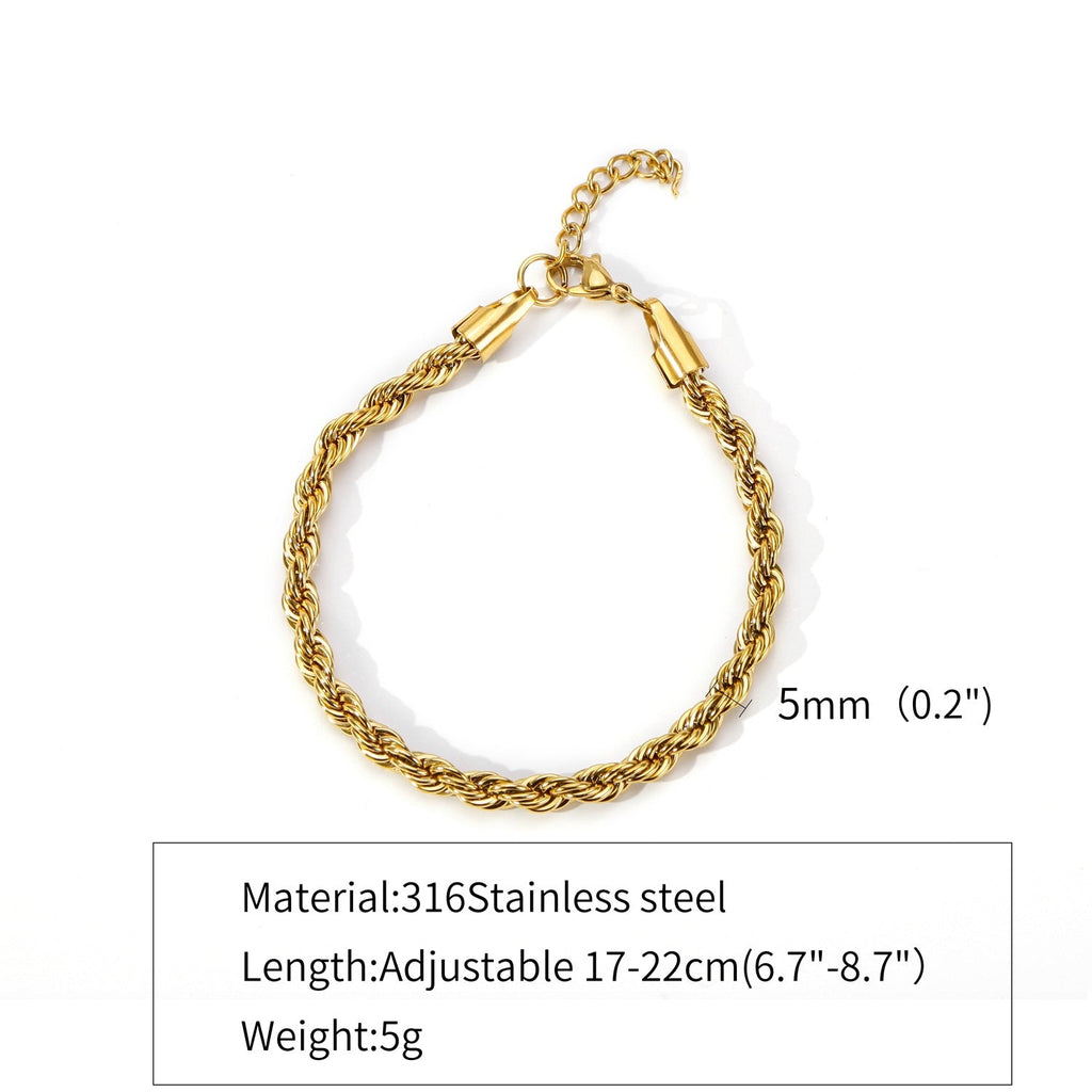 Stainless Steel 18K Cuban Chain Bracelet | Hemp Flower Design