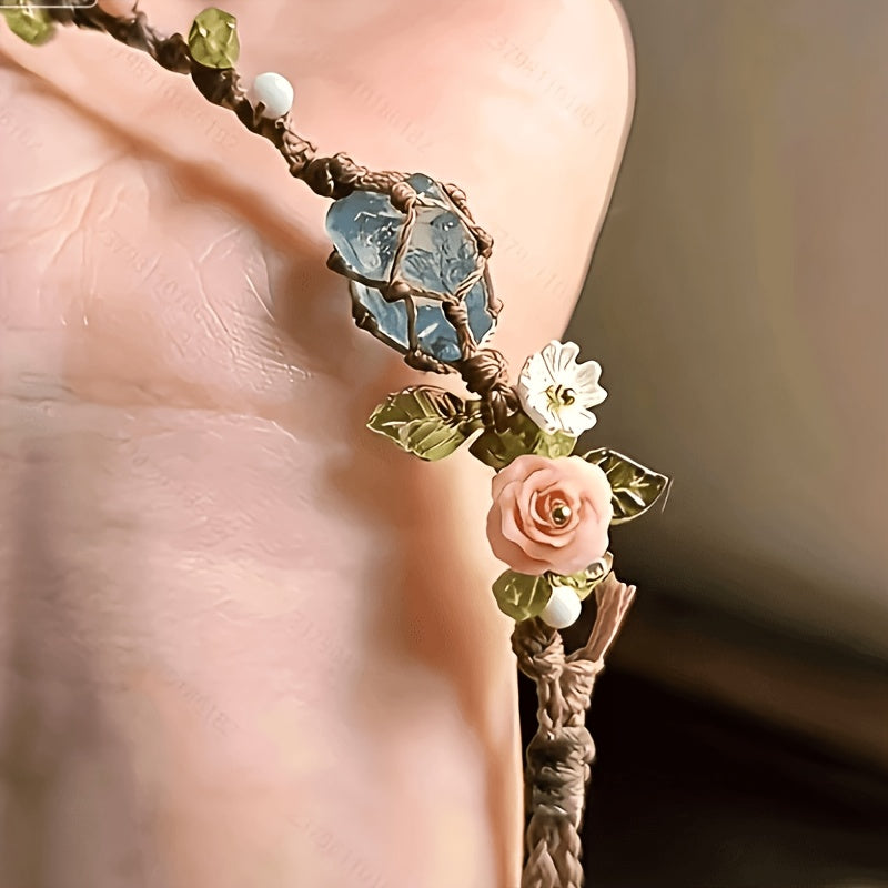 Deep Blue Fluorite & Aquamarine Braided Bracelet | Ocean Sky Gift